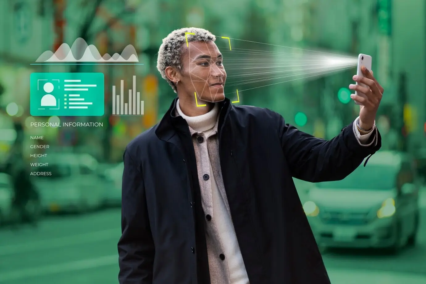 Collage zur Gesichtserkennung und persönlichen Identifikation